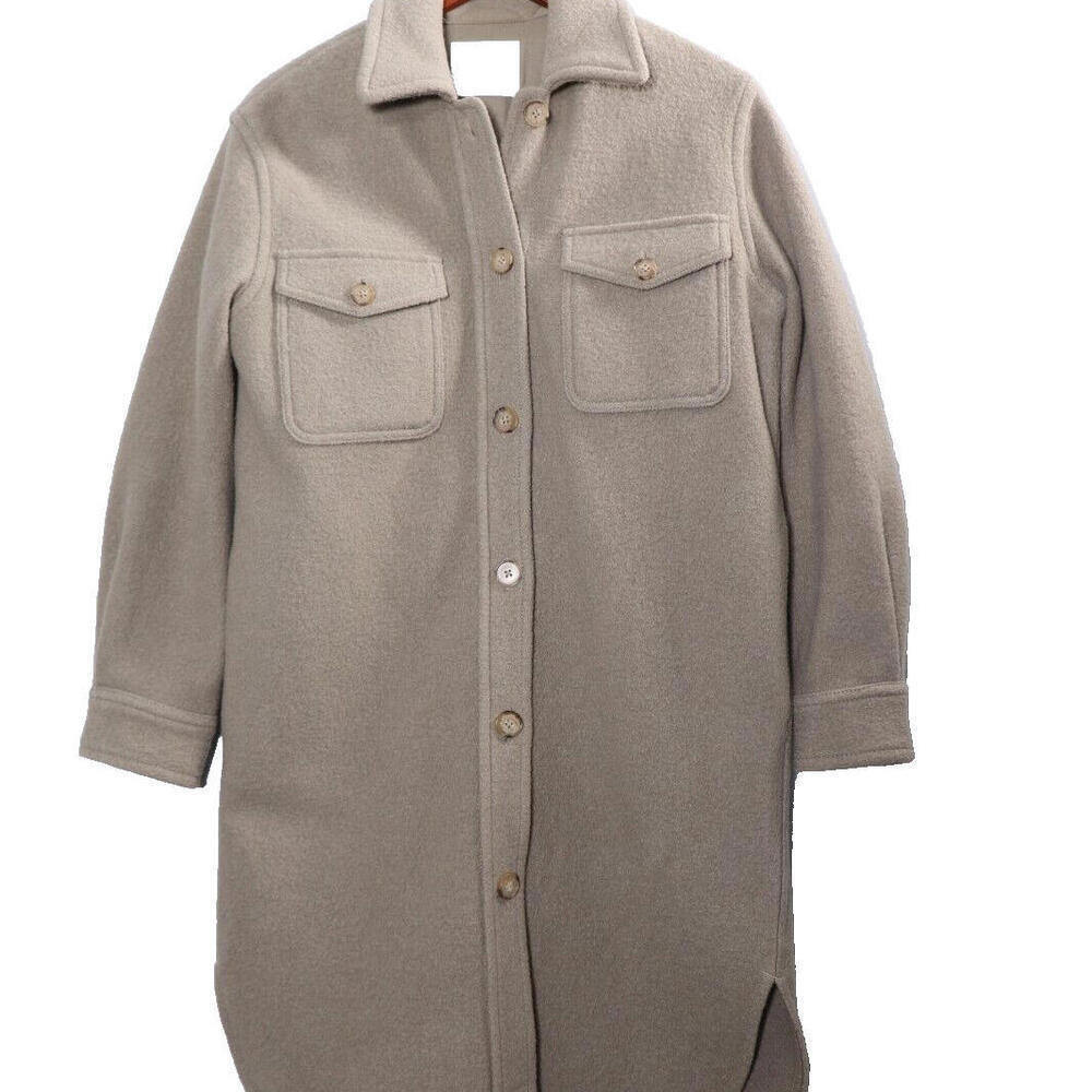 Aritzia Wilfred Free Women XS Olive Beige Ganna Long Shirt Jacket Sold-Out Color - Picture 8 of 8